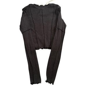 ✰glassons contrast stitch waffle long sleeve top✰